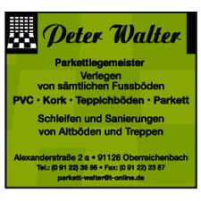 Peter Walter - Parkettlegermeister<br />Verlegen von sämtlichen Fußböden